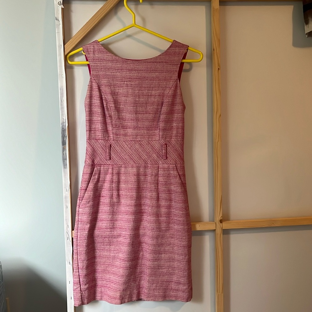 Pink houndstooth banana republic dress